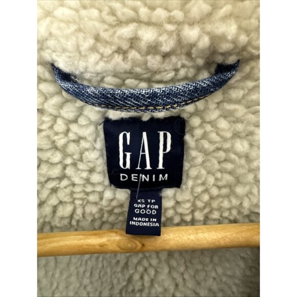 Gap Men XS Oversized Icon Sherpa Lined Denim Jean Jacket Classic Blue - Picture 5 of 10